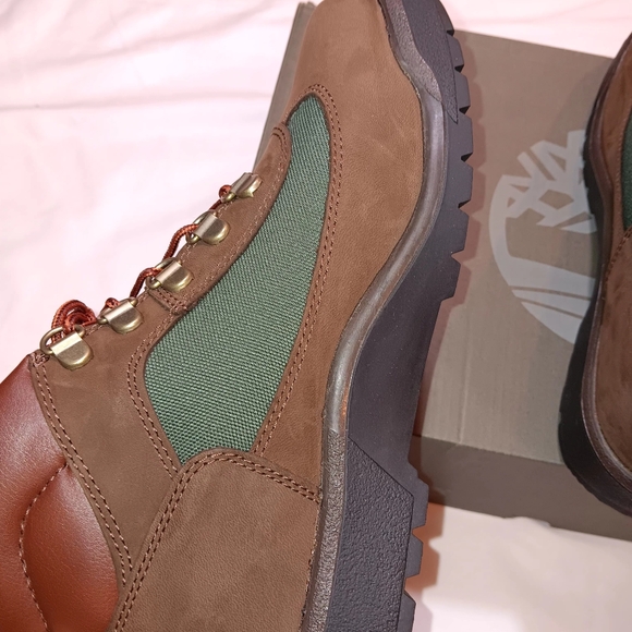 TIMBERLAND FIELD BOOTS 6inch brown beef/broccoli 6m juniors nubuck - Picture 11 of 14